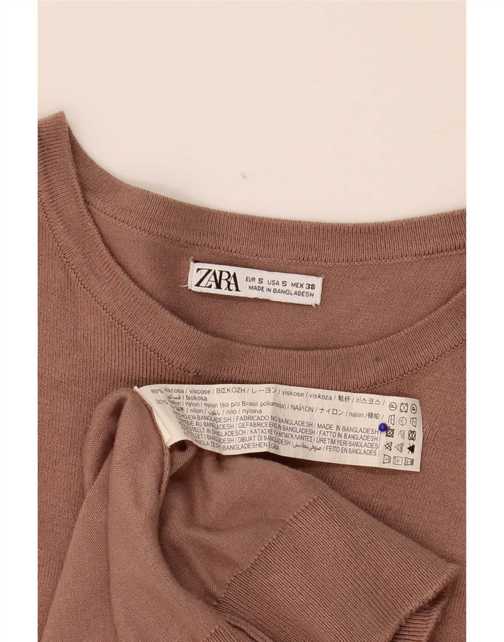 Мужской джемпер с вырезом лодочкой Zara, маленький бежевый из вискозы