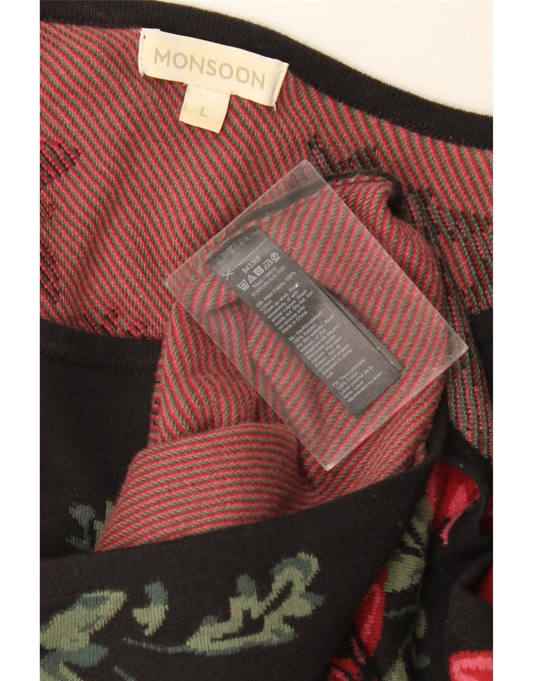 Женское платье-джемпер с длинными рукавами MONSONON UK 16, большой черный цветочный хлопок