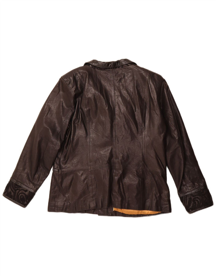 Винтажная женская кожаная куртка UK 22 3XL, черная кожа