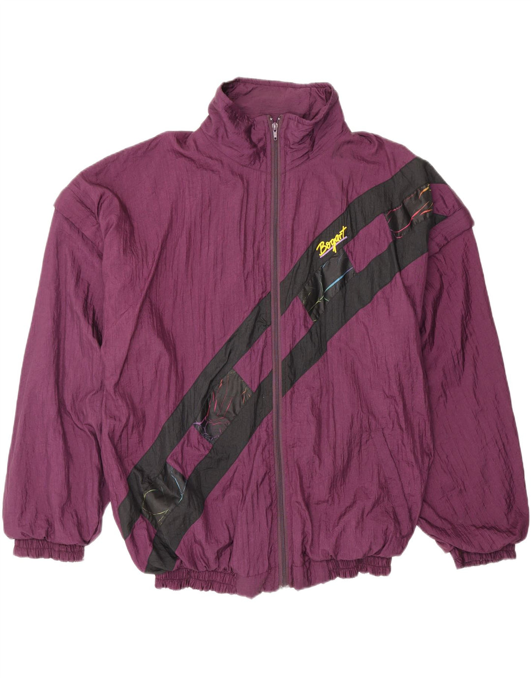 Винтажный мужской спортивный костюм, верхняя куртка 2XL, темно-бордовый, нейлоновый с цветными блоками