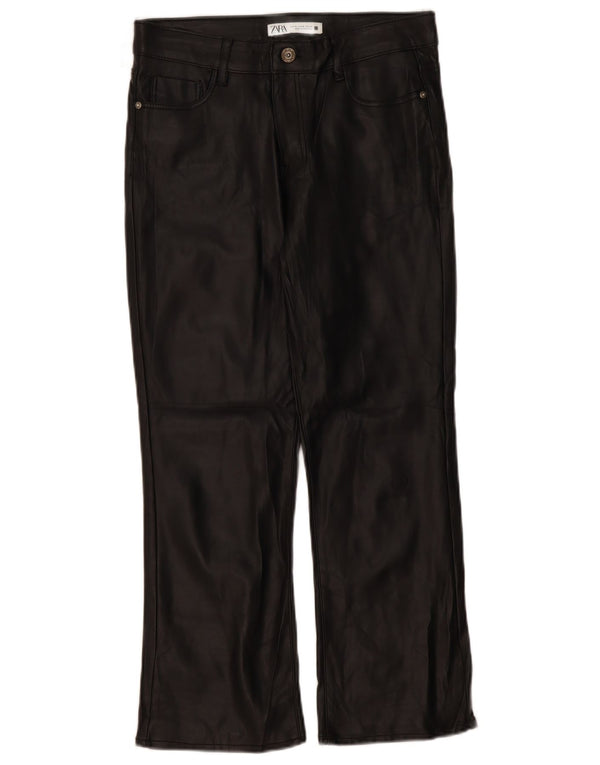 Женские прямые брюки из искусственной кожи Zara EU 38, маленькие W28 L26, черные
