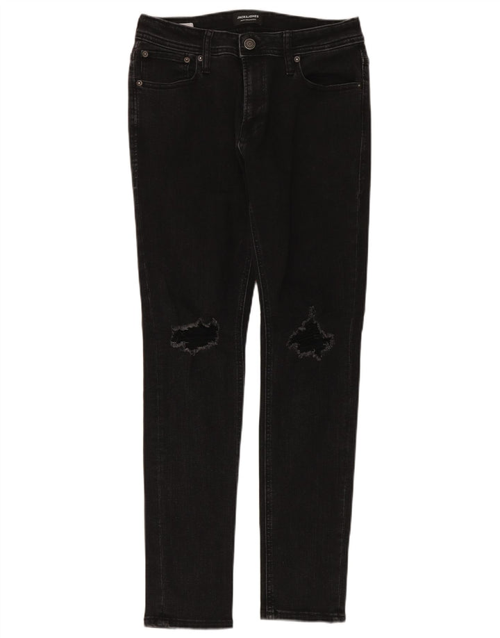 Мужские потертые узкие джинсы Jack & Jones W32 L30, черный хлопок