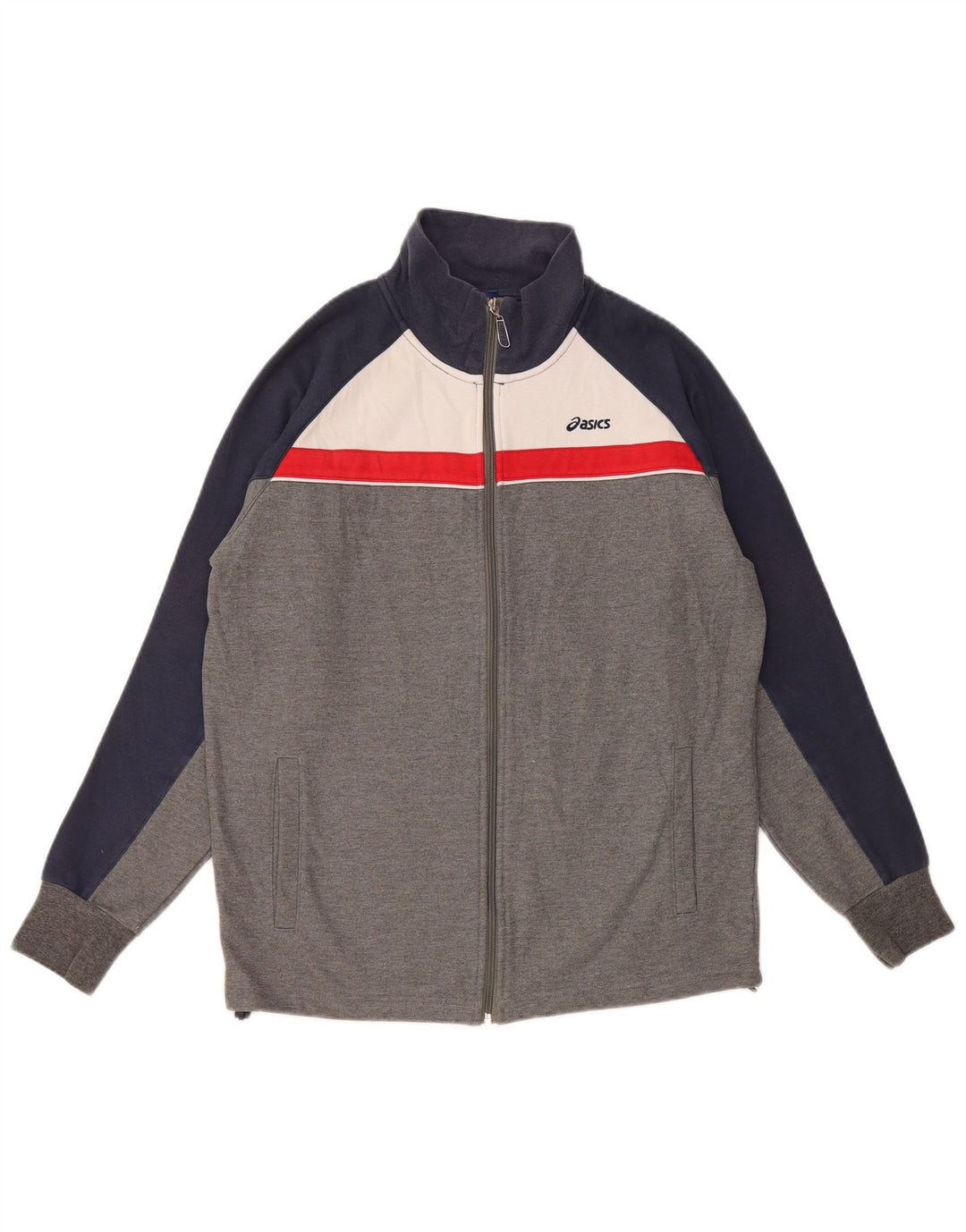 Мужской спортивный костюм ASICS, верхняя куртка, средний серый хлопок с цветными блоками