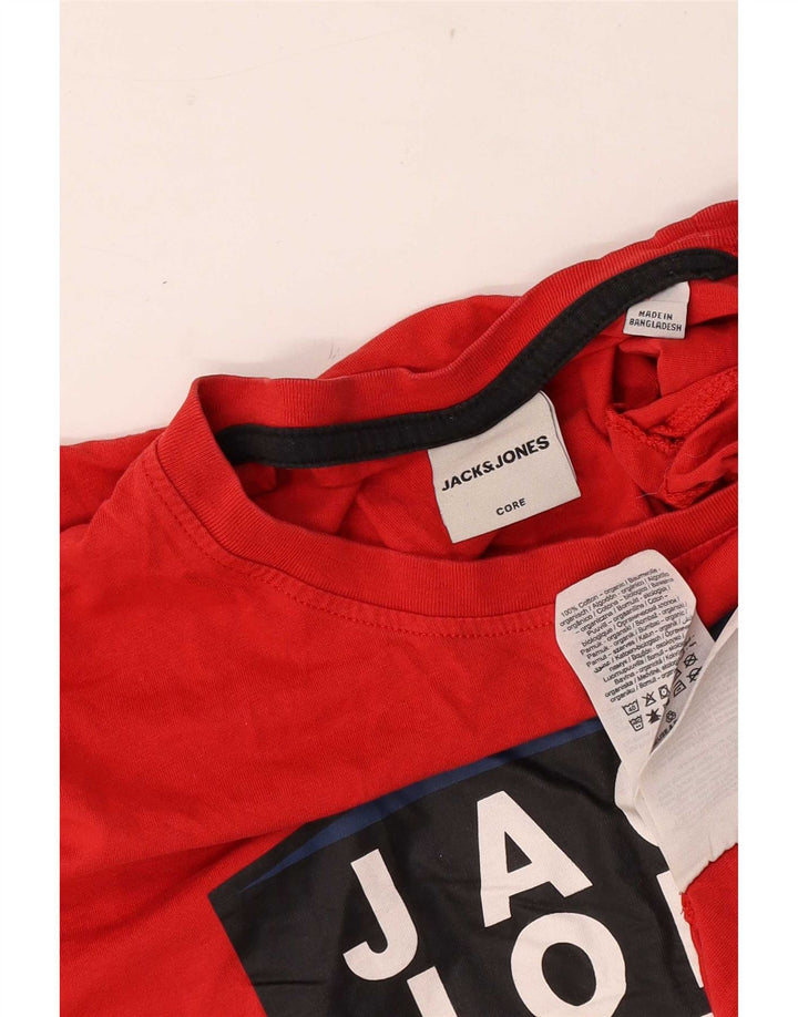 Мужская футболка с рисунком Jack & Jones из хлопка среднего красного цвета