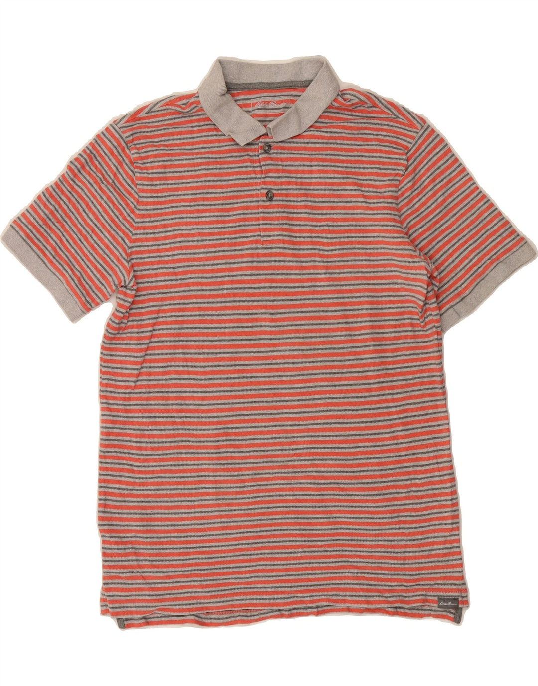 EDDIE BAUER Mens Tall Polo Shirt Large Red Striped Cotton Vintage Eddie Bauer and Second-Hand Eddie Bauer from Messina Hembry 