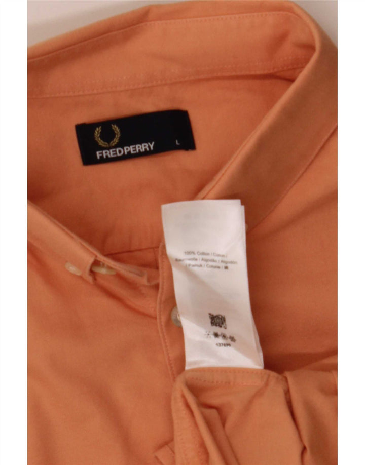 Мужская рубашка с коротким рукавом Fred Perry, большой размер, оранжевая, хлопок