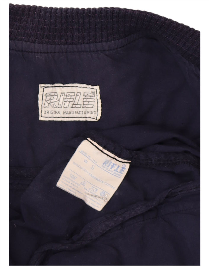 Женская куртка-бомбер большого размера Rifle UK 10, маленькая, темно-синяя, хлопковая