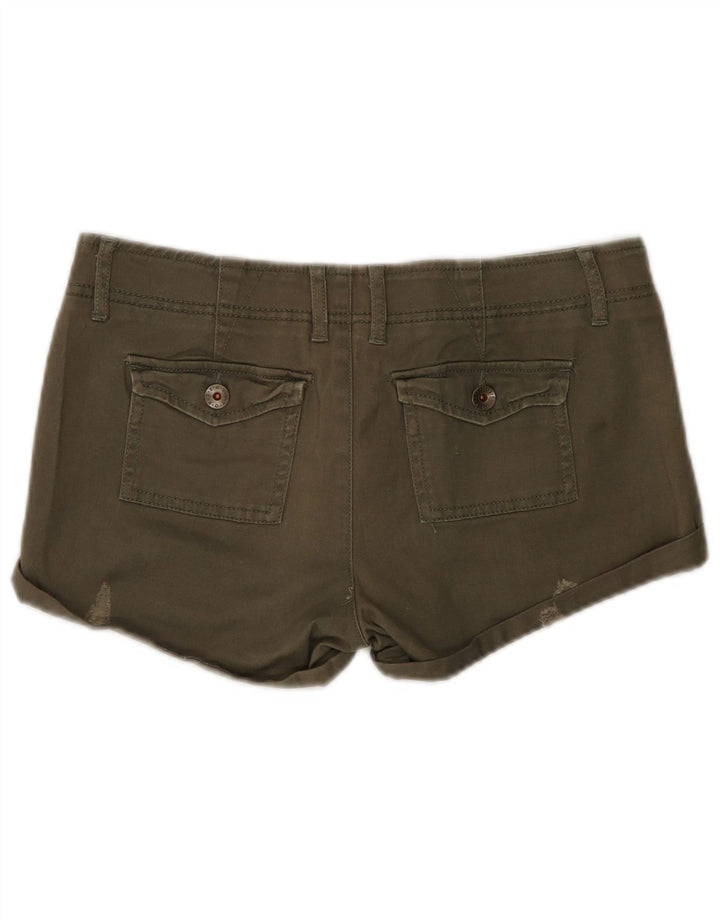 Женские джинсовые шорты Benetton W28, хлопок, цвет хаки, средний размер