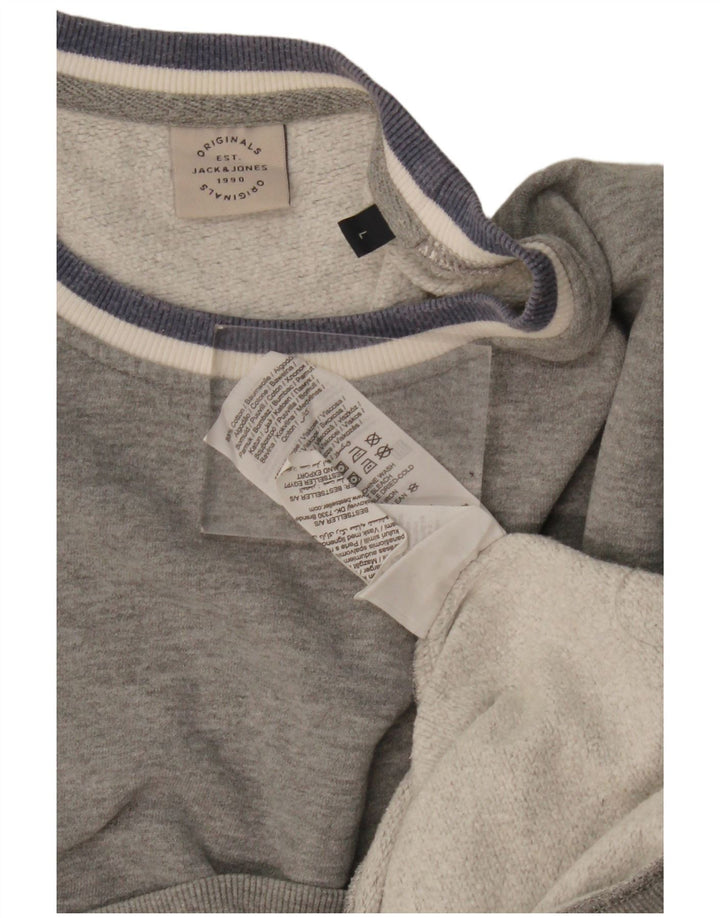 Мужской свитшот Jack & Jones, большой серый хлопковый джемпер