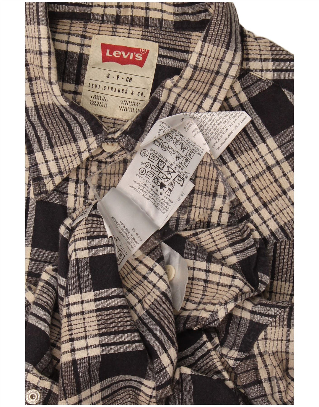 Мужская фланелевая рубашка Levi's, маленькая серая клетка, хлопок