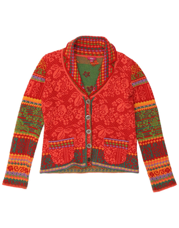 Женский свитер-кардиган IVKO UK 14, большой красный, шерсть с узором пейсли