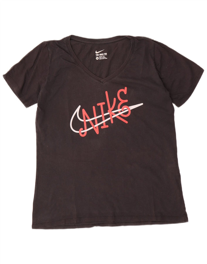 Женская футболка спортивного кроя с графическим рисунком NIKE, черный хлопок, Великобритания, размер 18 XL