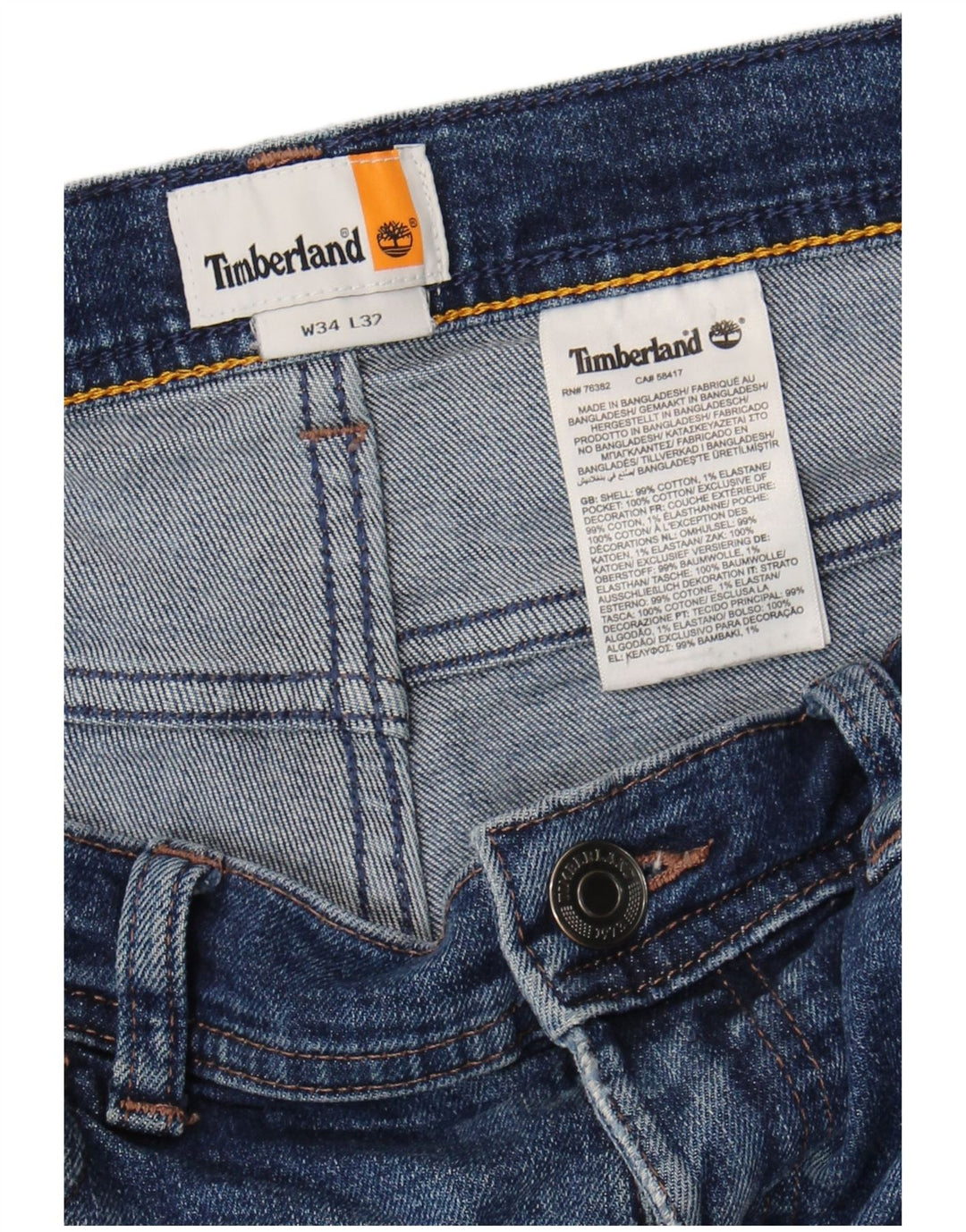 Мужские прямые джинсы Timberland W34 L32, синий хлопок