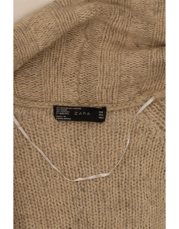 Женский открытый кардиган Zara UK 10, маленький размер, бежевый нейлон