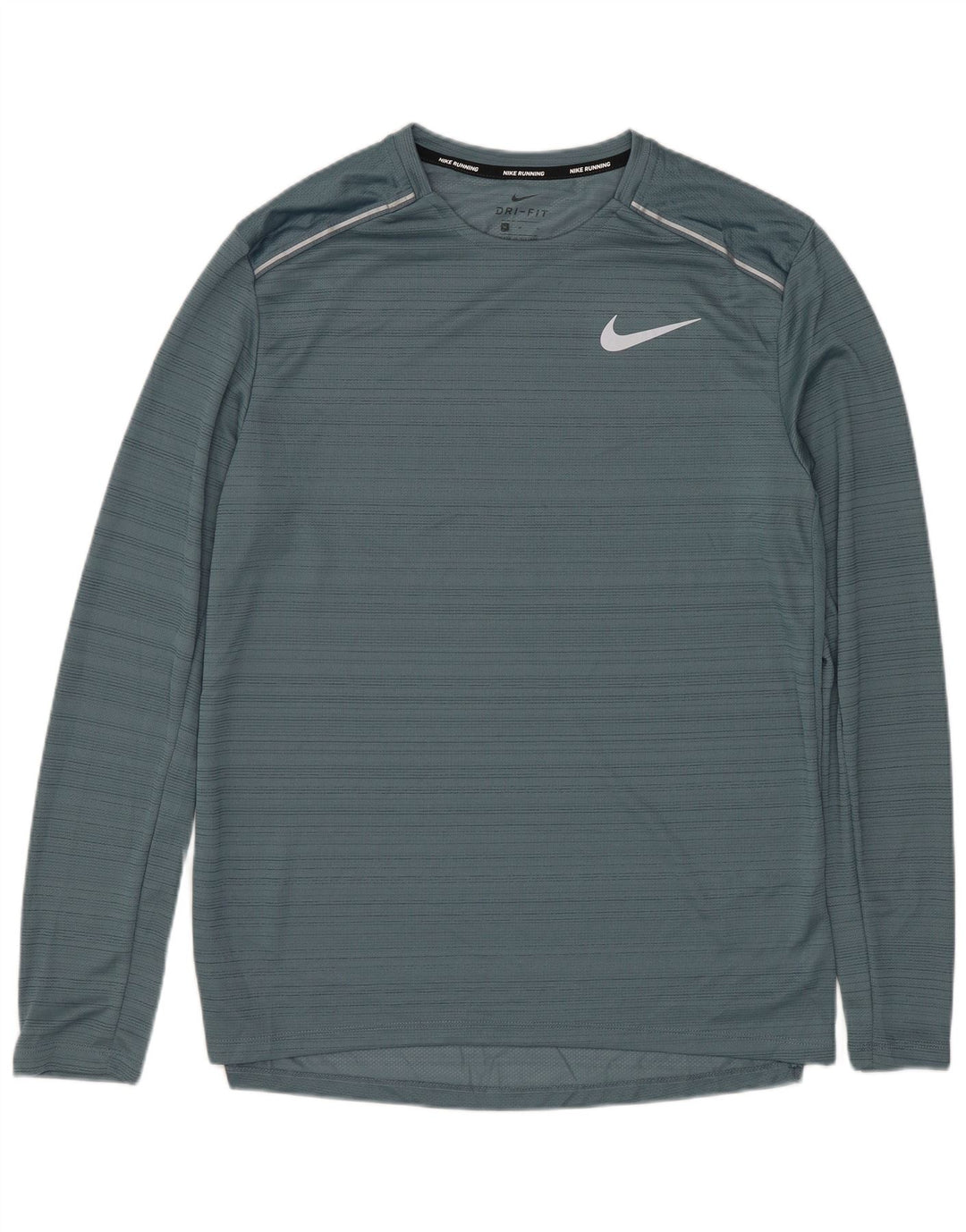 Мужской топ NIKE Dri Fit с длинным рукавом, средний синий полиэстер в тонкую полоску
