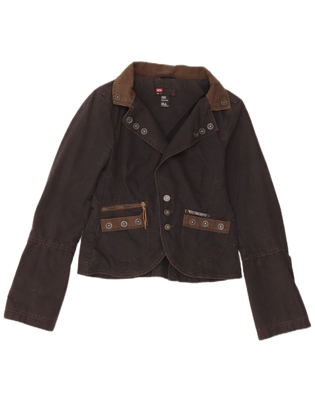 Женский пиджак Diesel на 3 пуговицах UK 12, средний черный хлопковый пиджак