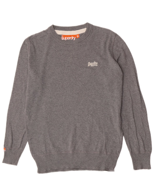 Мужской свитер с вырезом «лодочка» Superdry, маленький серый хлопковый крапчатый свитер