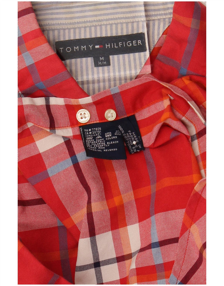 Мужская рубашка Tommy Hilfiger среднего красного цвета в клетку из хлопка