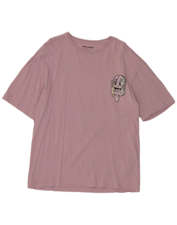 Мужская футболка с рисунком Jack & Jones, большой розовый хлопковый топ