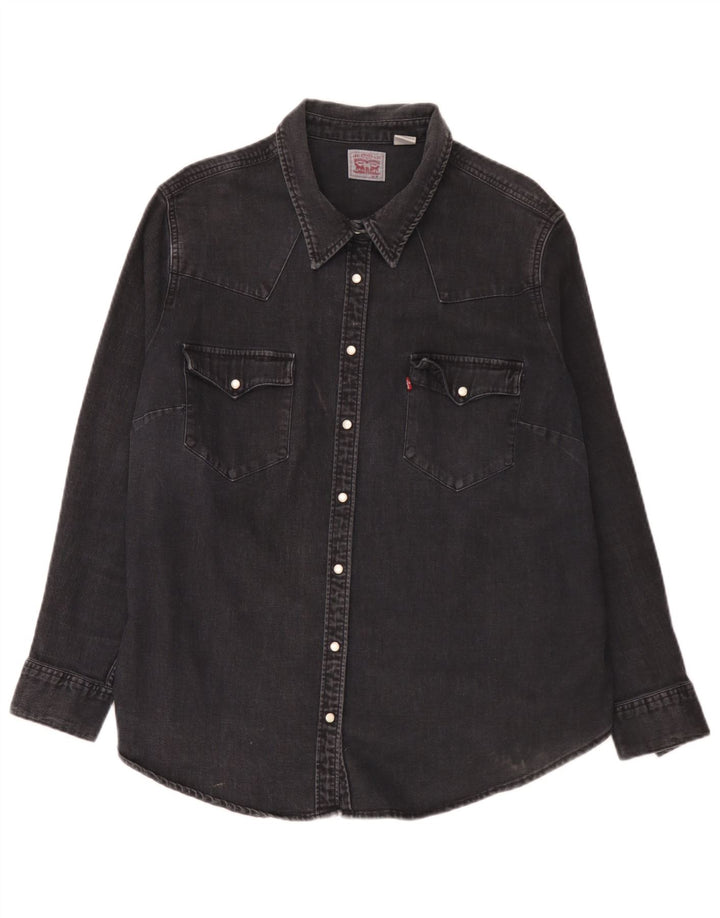 Женская джинсовая рубашка Levi's UK 20 2XL, черный хлопок