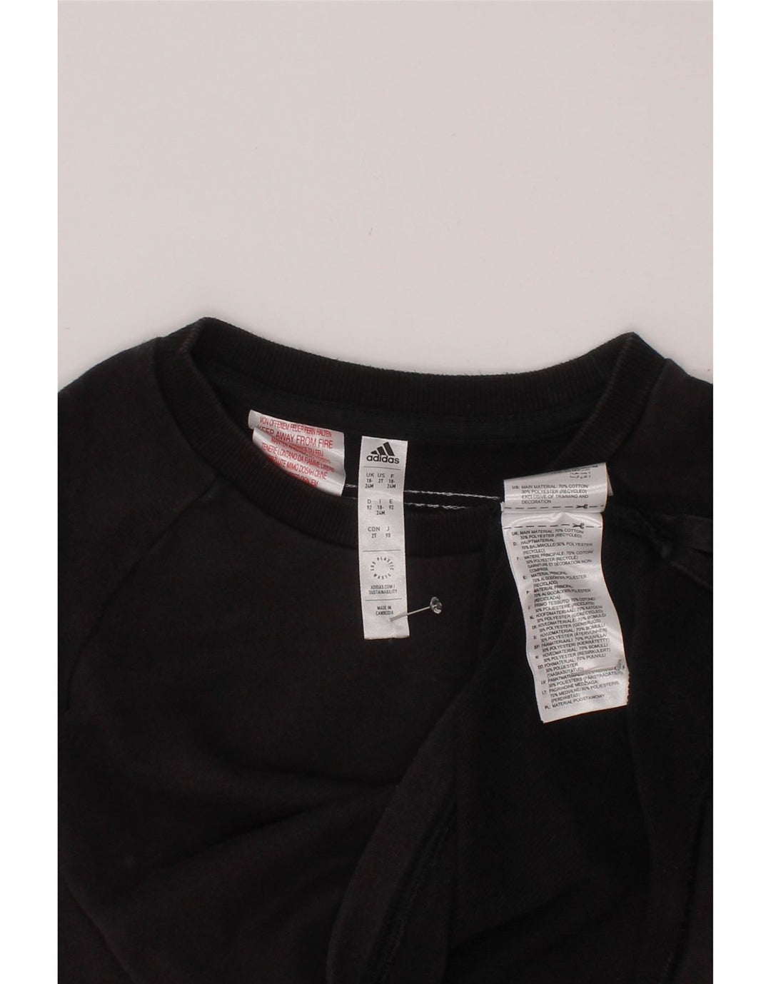 Свитшот ADIDAS для маленьких мальчиков, 18-24 месяца, черный хлопок