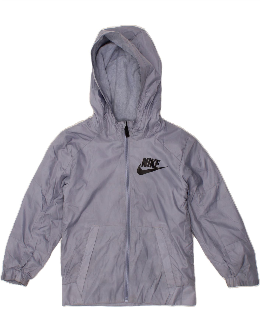 NIKE Girls Hooded Windbreaker Jacket 5-6 Years Medium Blue Polyester Vintage Nike and Second-Hand Nike from Messina Hembry 