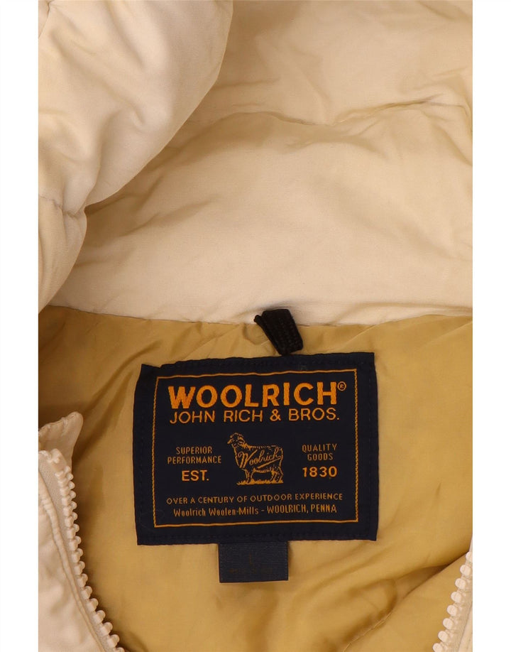 Мужская стеганая куртка Woolrich с капюшоном UK 40, большой размер, белый хлопок