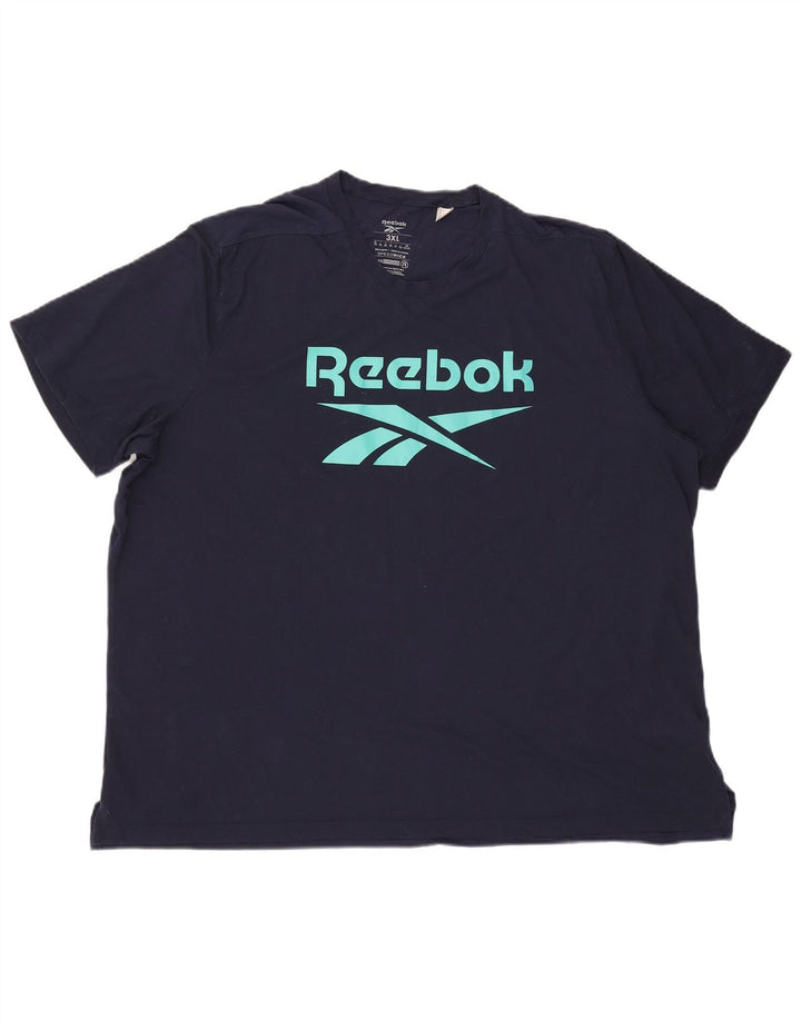 Reebok Мужская футболка с рисунком Top 3XL Темно-синий полиэстер