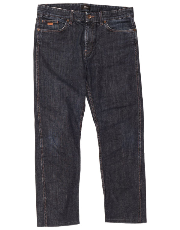 Женские прямые джинсы Hugo Boss W33 L26 темно-синие, хлопок