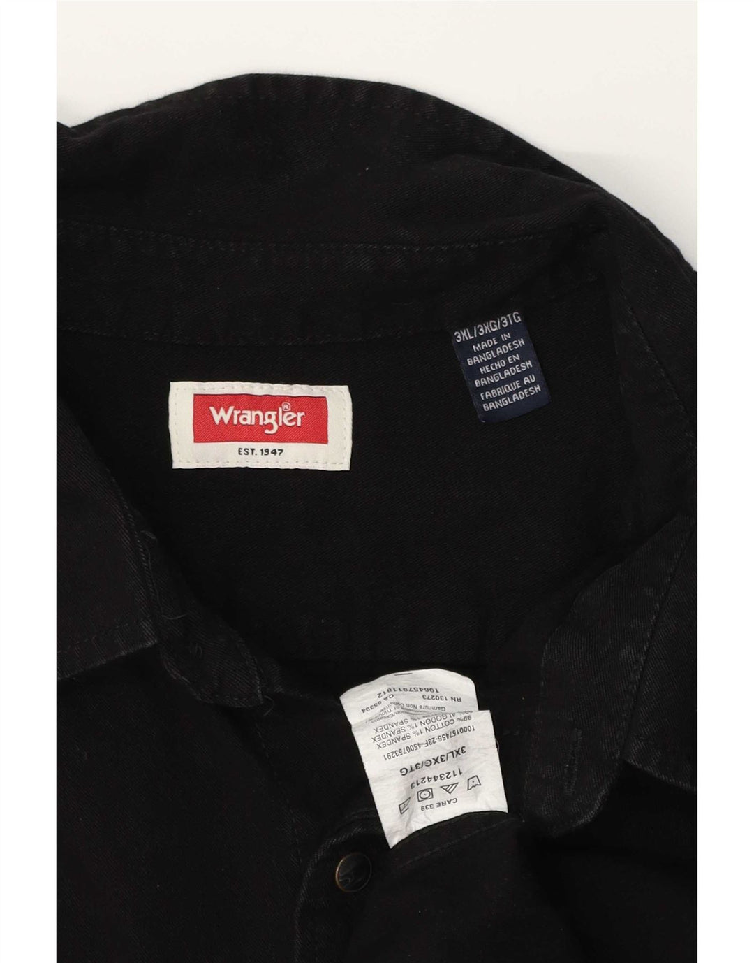 Мужская джинсовая рубашка Wrangler Western 3XL, черный хлопок