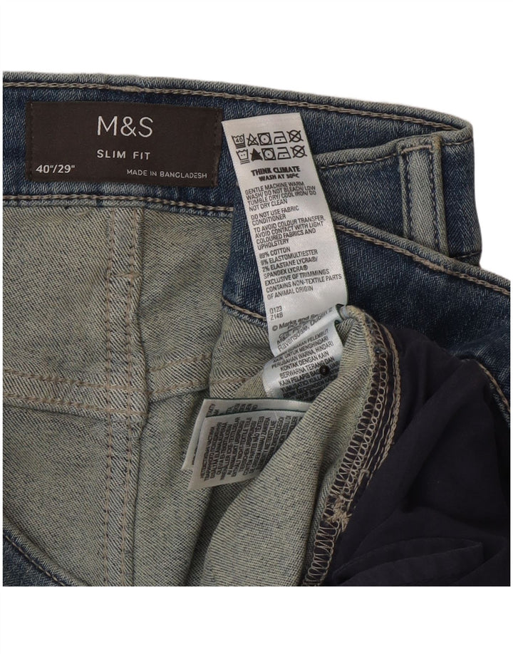 Мужские узкие джинсы Marks & Spencer W40 L29 синие, хлопок