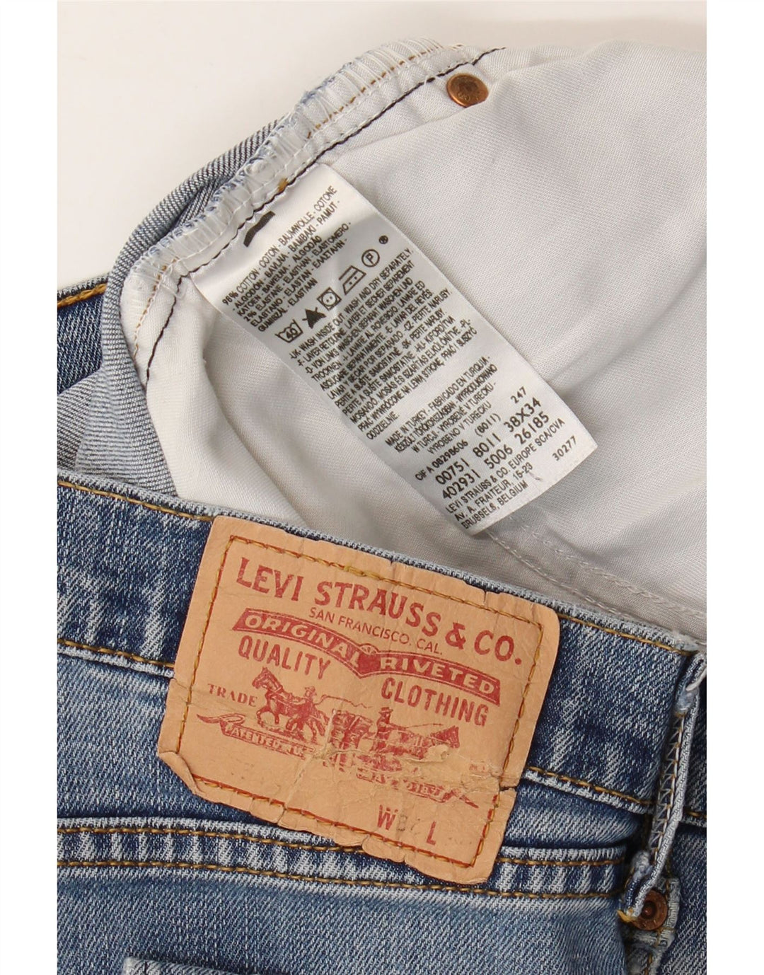 Мужские прямые джинсы LEVI'S W38 L27 синие, хлопок