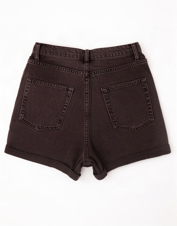 Topshop Женские джинсовые шорты Mom UK 10, маленькие W28, черные хлопковые