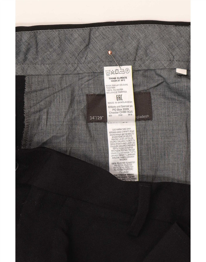 Мужские брюки стандартного костюма Marks & Spencer W34 L29, черный полиэстер