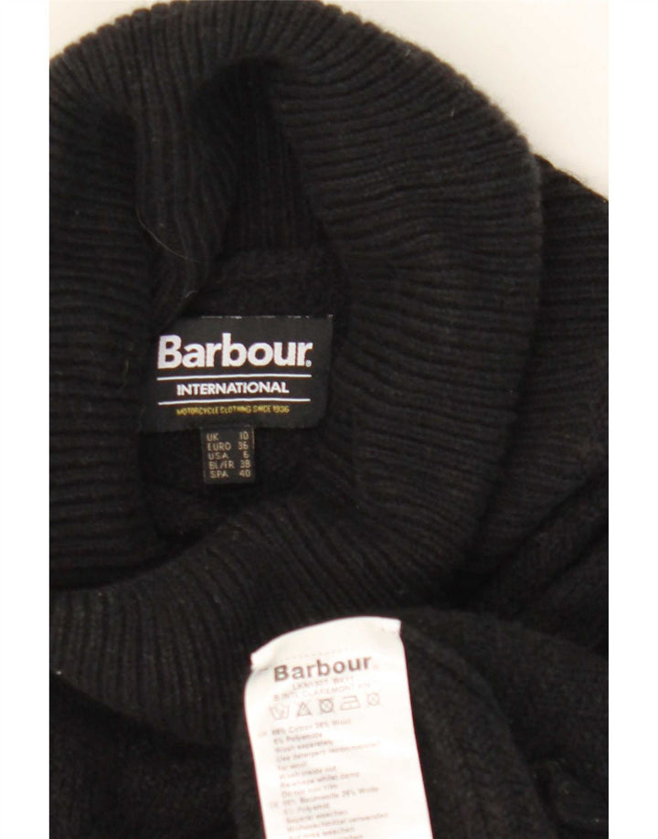 Женский свободный джемпер с высоким воротником Barbour, маленький черный хлопковый свитер, Великобритания, 10 шт.
