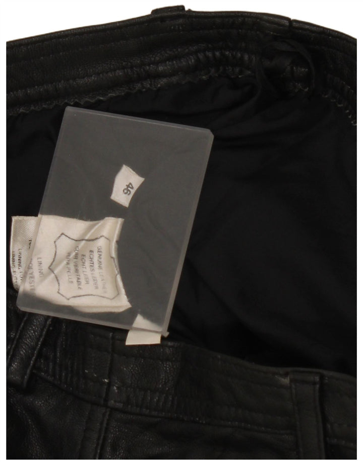 ВИНТАЖНЫЕ женские брюки с высокой талией IT 46, большие W28 L32, черные кожаные