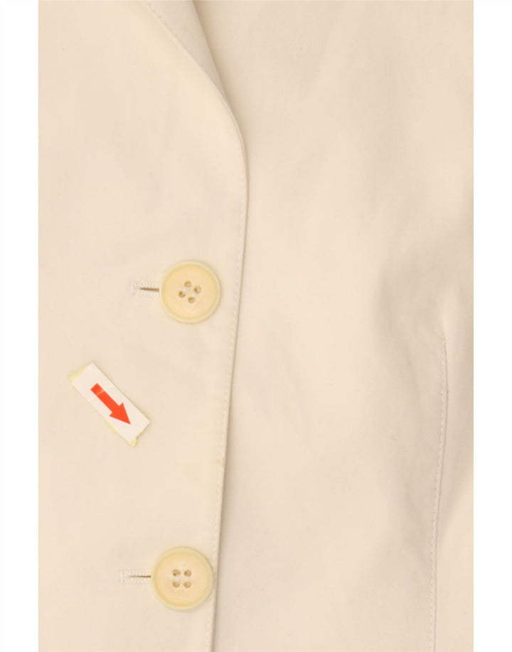 EMPORIO ARMANI Женский пиджак на 3 пуговицах IT 44 Средний Белый Хлопок