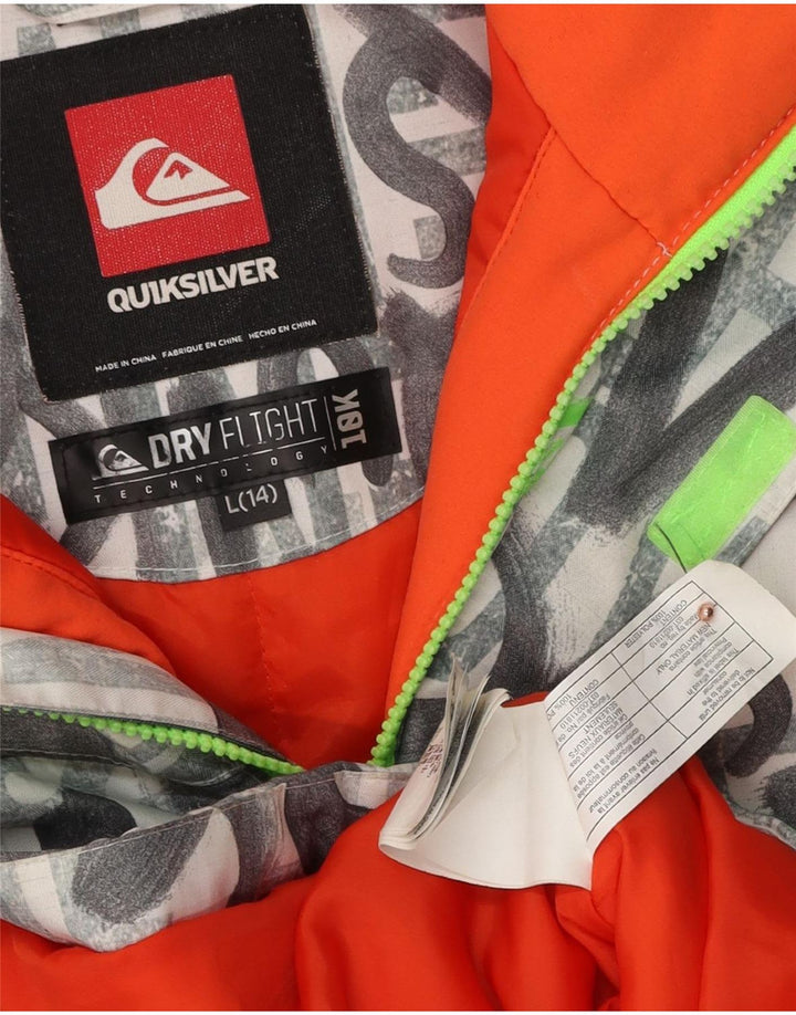 Лыжная куртка Quiksilver с капюшоном и графическим рисунком для мальчиков 13–14 лет, большая серая полиэстер