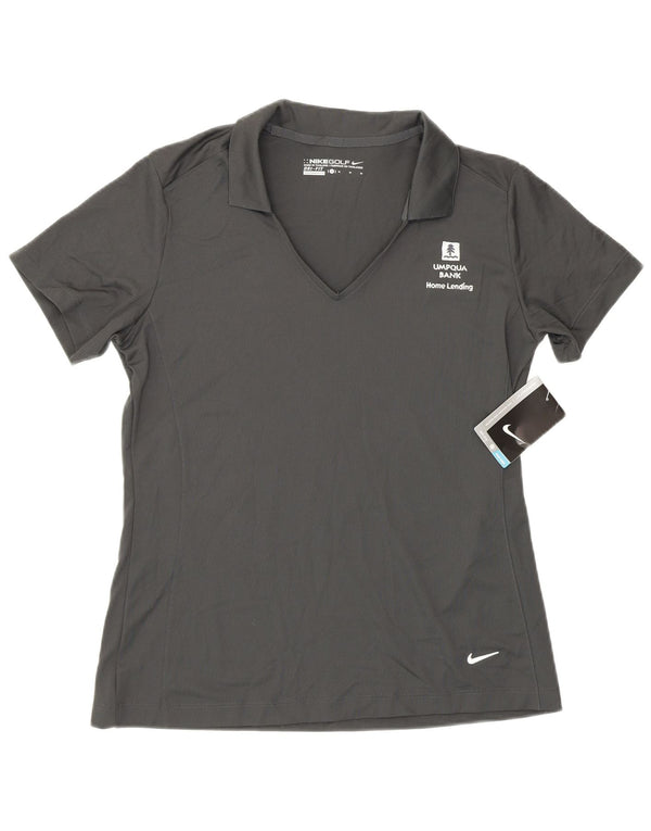 Женская рубашка-поло Nike Dri Fit UK 14, средний серый полиэстер