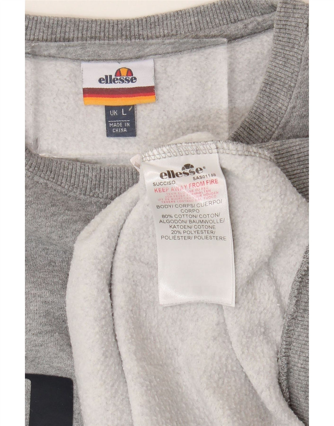 ELLESSE Мужской свитшот с рисунком, большой серый хлопковый джемпер