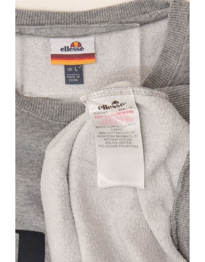 ELLESSE Мужской свитшот с рисунком, большой серый хлопковый джемпер