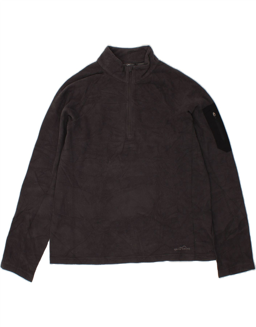 EDDIE BAUER Mens Zip Neck Fleece Jumper Medium Grey Polyester Vintage Eddie Bauer and Second-Hand Eddie Bauer from Messina Hembry 