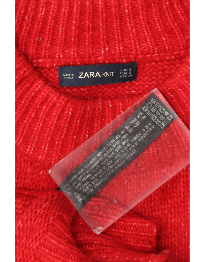 Женский свободный джемпер с круглым вырезом ZARA UK 10, маленький красный акрил