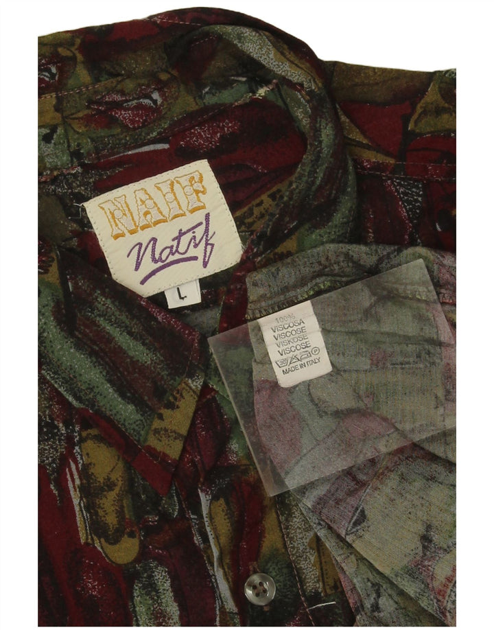 Винтажная мужская рубашка с абстрактным узором, большая бордовая вискоза