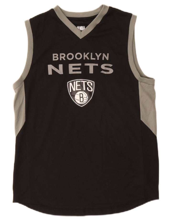 Жилет с графическим рисунком NBA Brooklyn Nets для мальчиков 14–15 лет, большой черный цвет с блоками