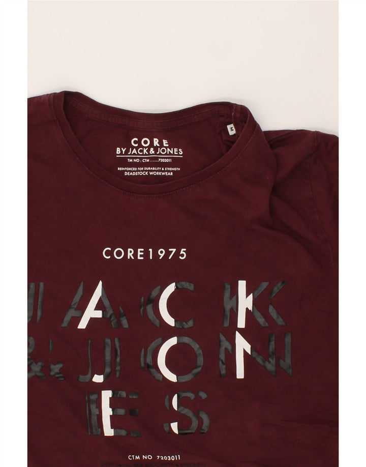 JACK & JONES Mens Core Graphic T-Shirt Top Medium Maroon Vintage Jack & Jones and Second-Hand Jack & Jones from Messina Hembry 