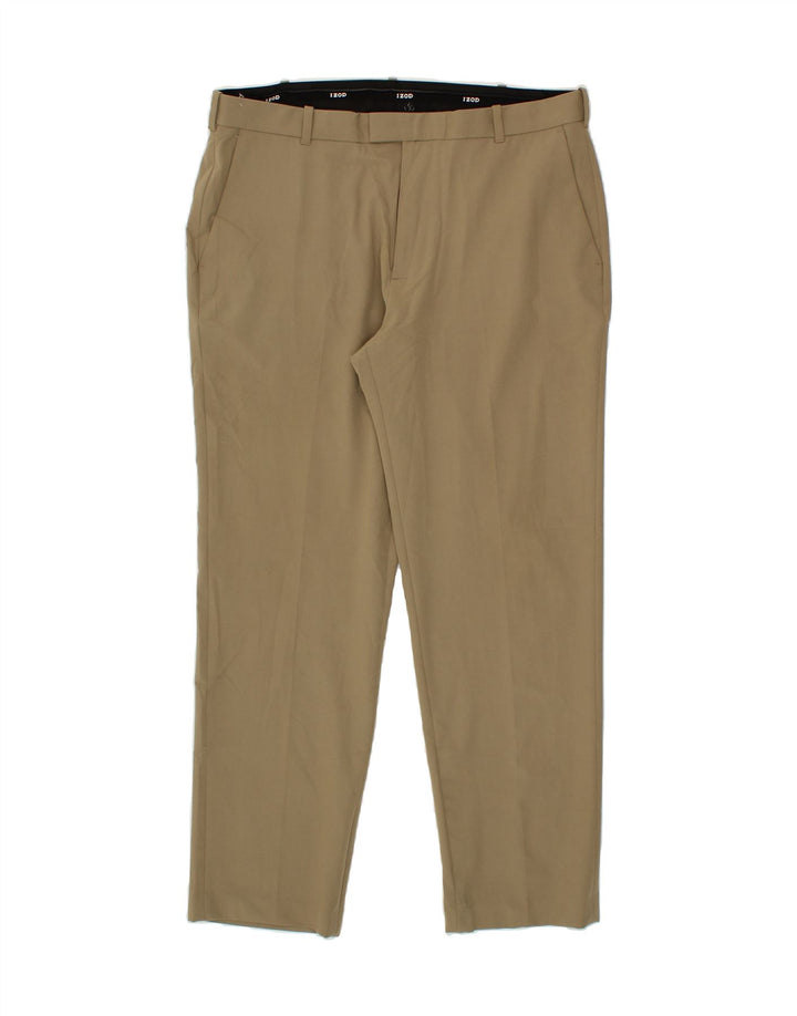 IZOD Mens Slim Suit Trousers W34 L28 Beige Polyester Vintage Izod and Second-Hand Izod from Messina Hembry 