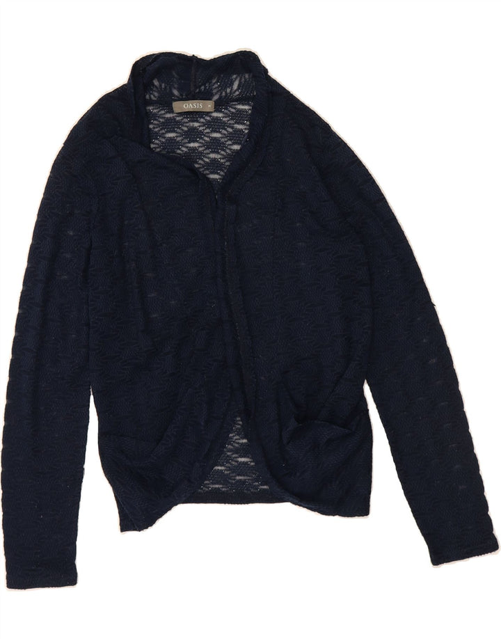 OASIS Womens See Through Open Cardigan Sweater UK 14 Medium Navy Blue Vintage Oasis and Second-Hand Oasis from Messina Hembry 