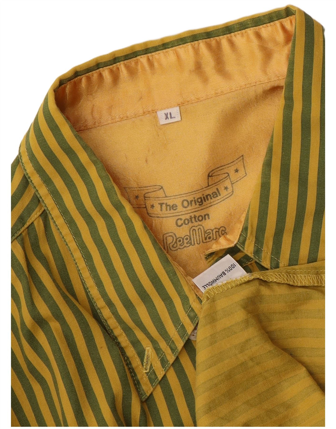 REEMARC Мужская рубашка XL из хлопка в зеленую полоску