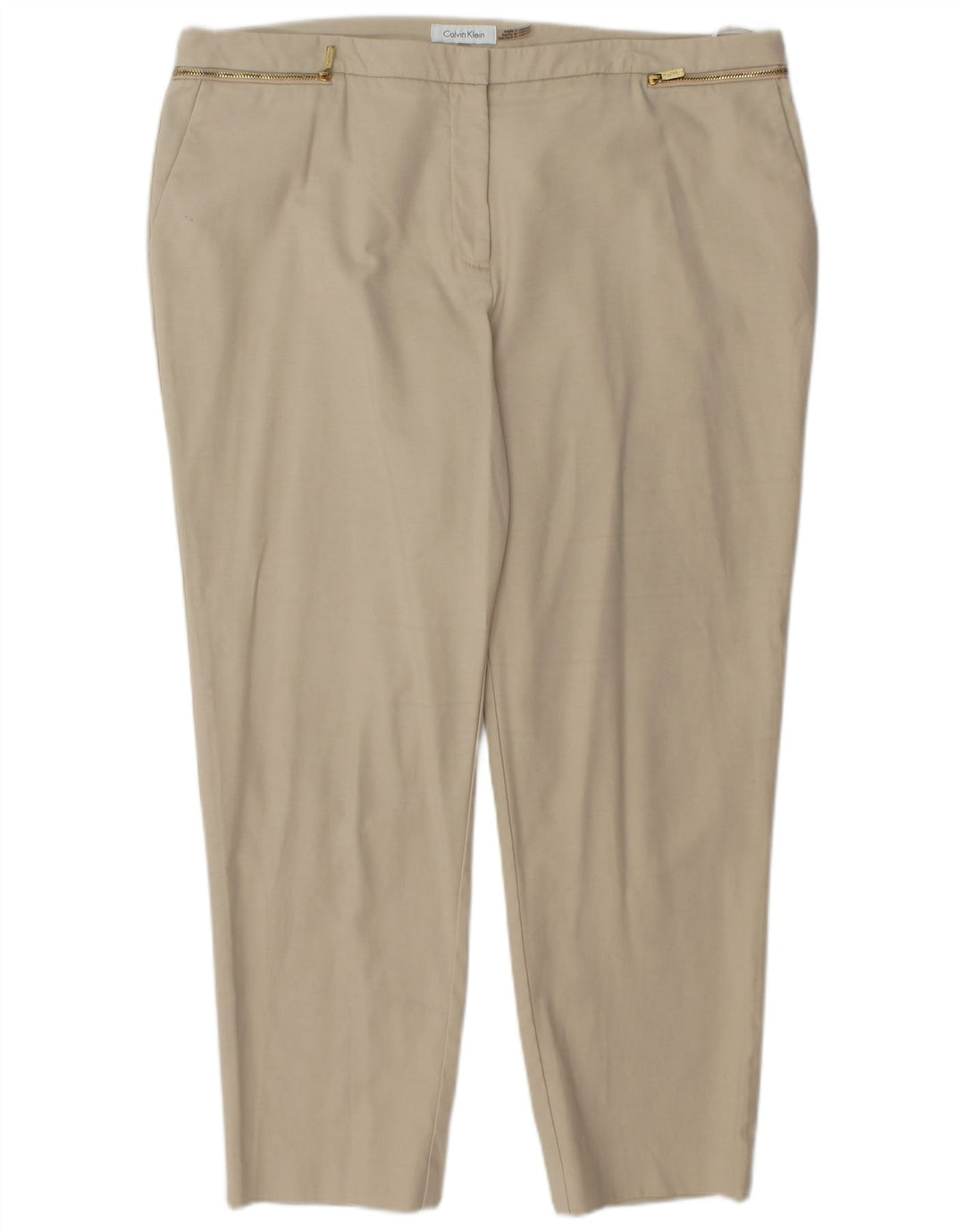 Женские прямые укороченные брюки CALVIN KLEIN США 16 2XL W38 L27 Бежевые